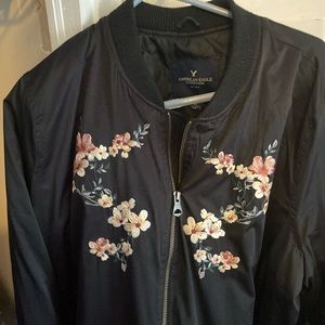 American eagle coat with floral appliqué